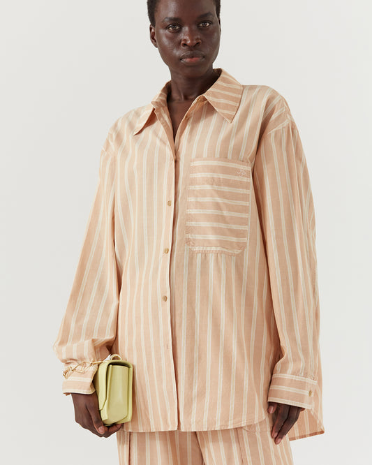 Caprice Shirt Silk Blend Stripe Pink