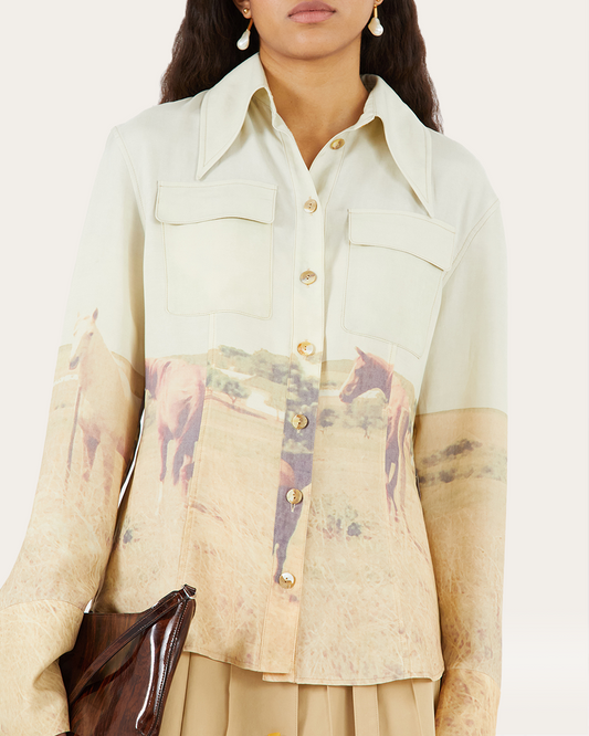 Camille Shirt Tencel Print Horse