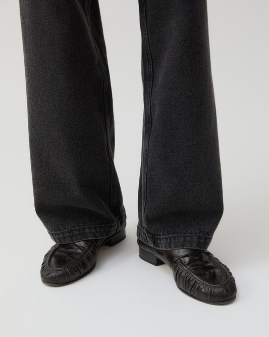 Ruched Loafer Leather Black