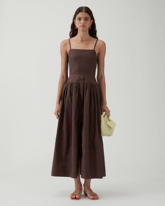 Issy Dress Cotton Voile Chocolate