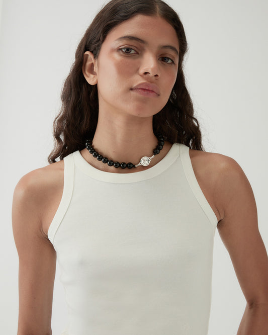 Bailey Tank Cotton Blend Jersey Off-White