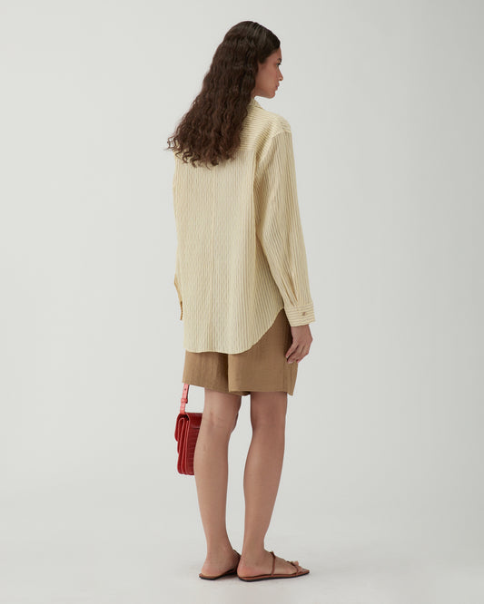 Caprice Shirt Cotton Seersucker Stripe Yellow