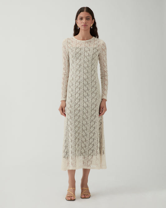 Micah Dress Floral Lace Cream