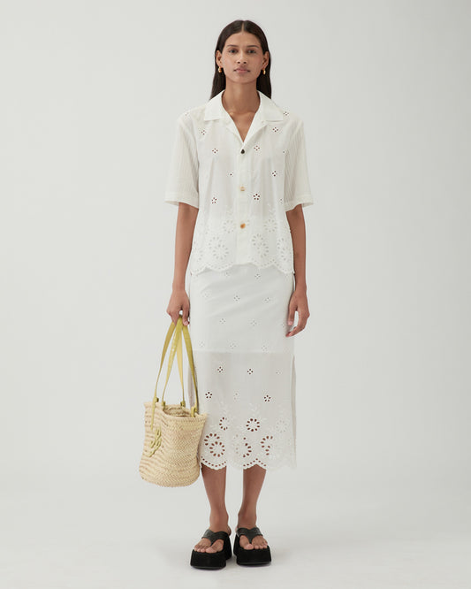 Marty Shirt Cotton Embroidery Cream