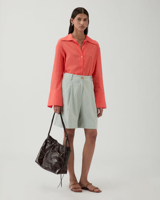 Doris Shorts Viscose Linen Blend Blue