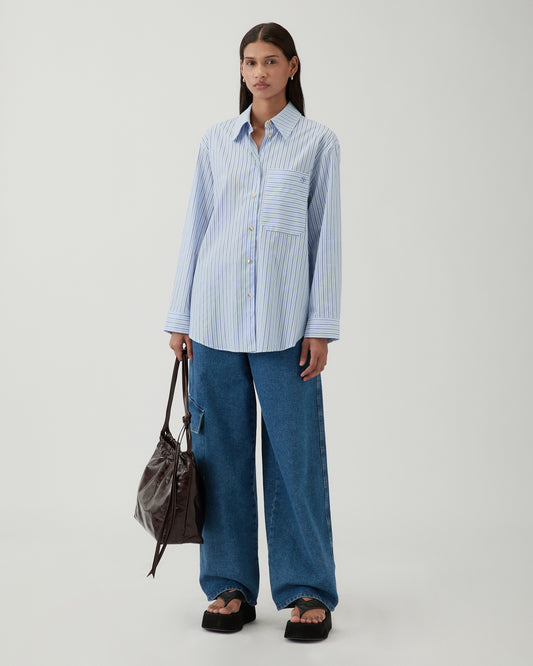 Caprice Shirt Cotton Stripe Blue