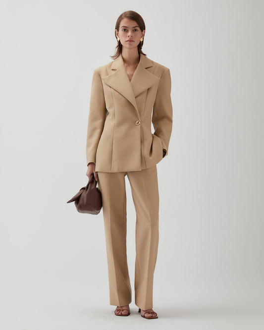 Leila Blazer Cotton Silk Double-face Beige