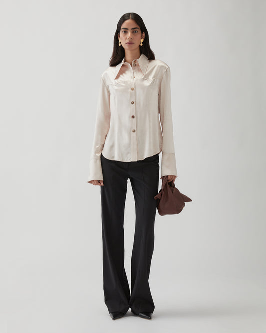 Camilla Shirt Satin Viscose Parchment