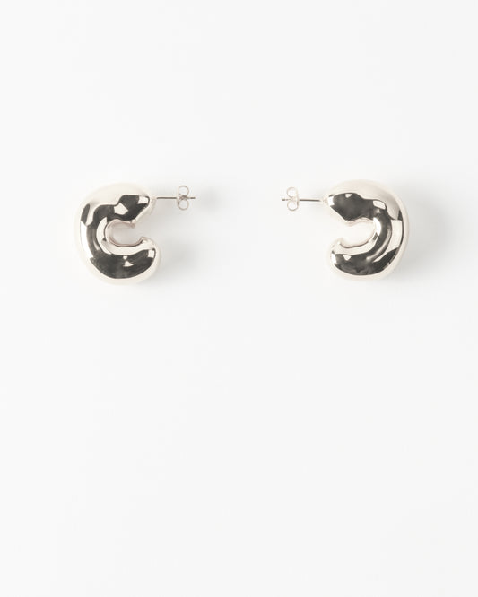 Large Molten Hoops Silver Plated