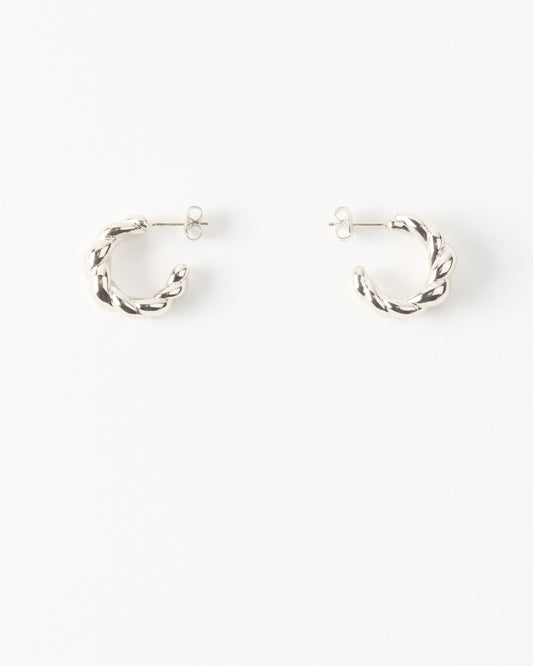 Large Twirl Hoops Silver Plated
