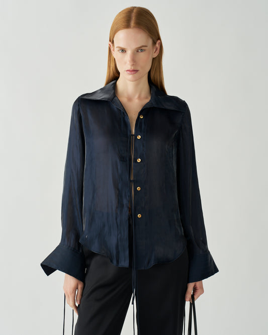 Saskia Shirt Iridescent Chiffon Midnight