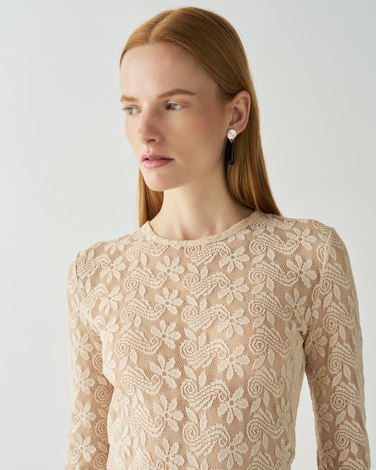 Bibi Top Floral Lace Cream
