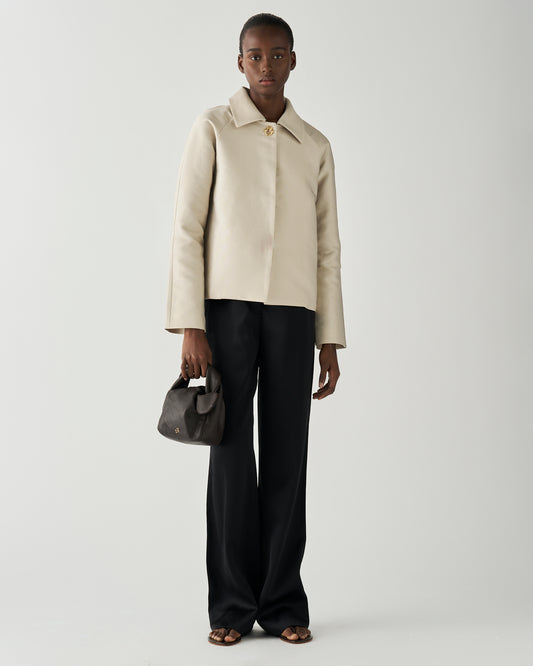 Paola Jacket Sateen Cotton Blend Twill Pearl