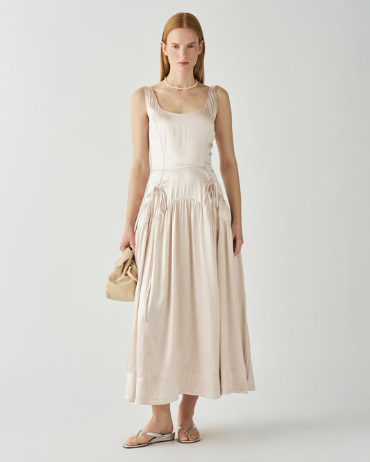 Erica Dress Satin Viscose Parchment