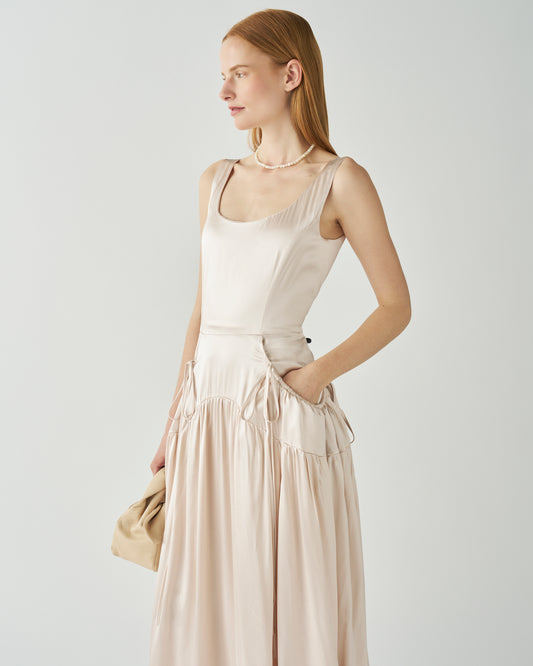Erica Dress Satin Viscose Parchment