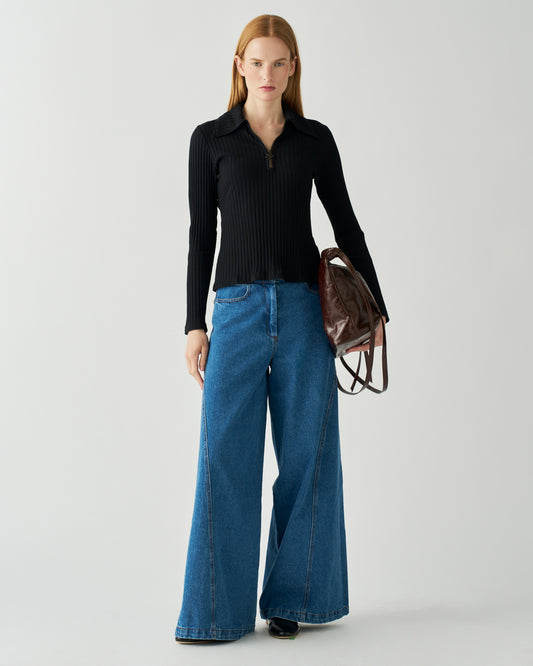 Jasmine Top Organic Cotton Rib Black
