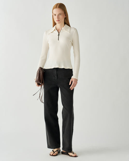 Jasmine Top Organic Cotton Rib Ecru