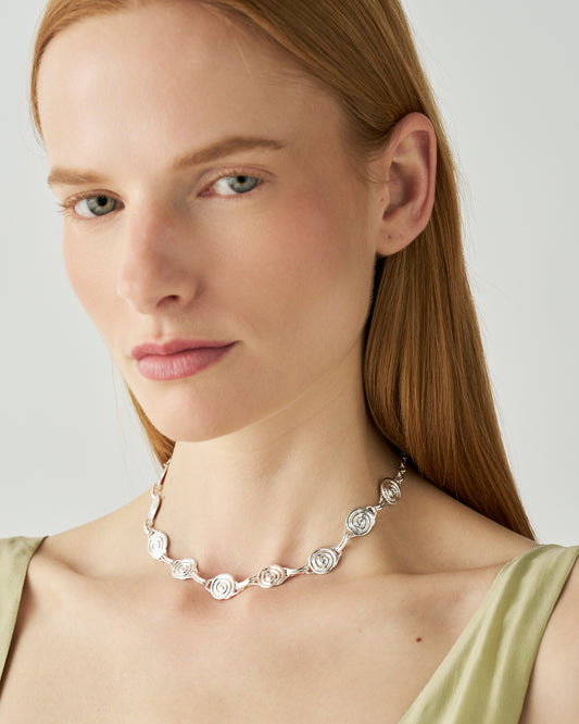 Swirl Chain Necklace Silver Plated