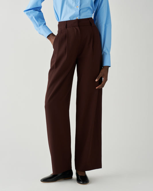 Freya Trousers Wool Blend Twill Burgundy