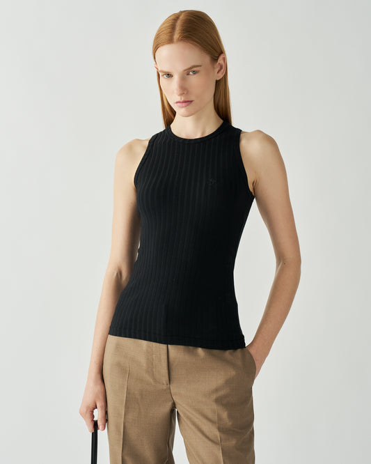 Taylor Vest Organic Cotton Rib Black