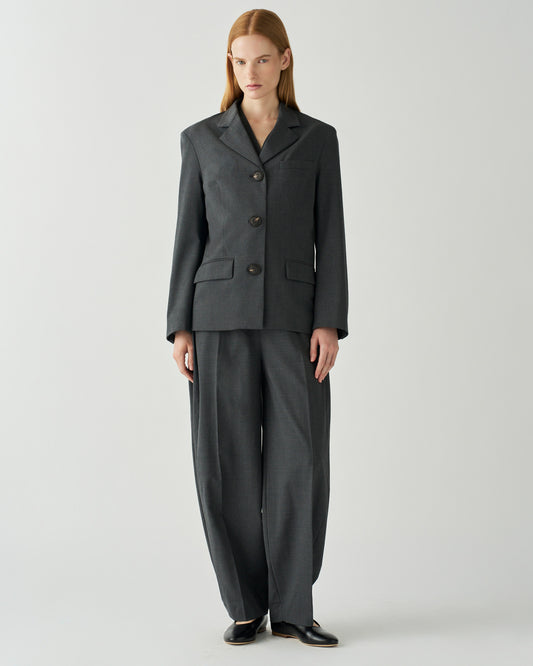 Delphi Blazer Wool Suiting Charcoal
