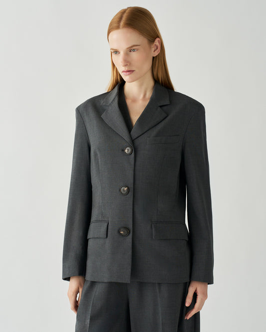 Delphi Blazer Wool Suiting Charcoal