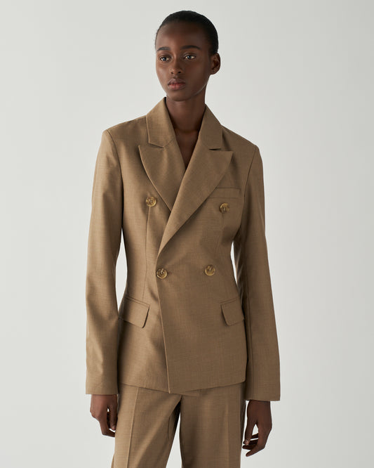 Olivia Blazer Wool Suiting Walnut