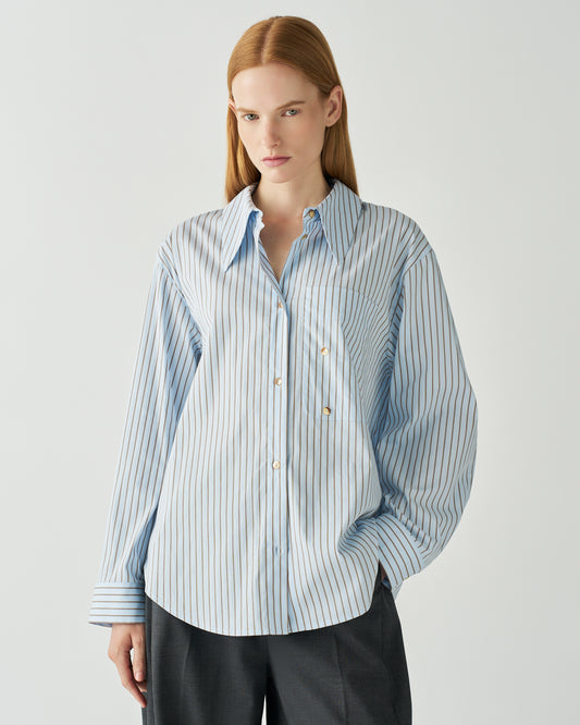 Ellis Shirt Cotton Stripe Jacquard Sky